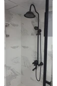 Siyah Duş Seti Vintage Duş Başlığı Batarya Dahil Komple Set Tepe Yağmurlama Sistemi Country Batarya thumbnail 2