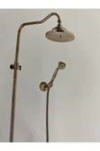Mat Gold Duş Sistemi Antik Gold Duş Seti Tepe Yağmurlamalı Vintage Duş Başlığı Komple Pirinç Batarya - 3