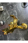 Altın Duş Seti Gold Duş Sistemi Vintage Model Gold Duş Başlığı Country Premium Model Batarya Dahil - 4