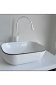 Çanak Lavabo Bataryası Mat Beyaz Lavabo Musluğu Drop Design Armatür Beyaz Musluk thumbnail 2