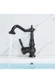 Siyah Lavabo Bataryası İşlemeli Premium Tasarım Lavabo Musluğu Rustik Tasarım Banyo Bataryası Siyah thumbnail 3