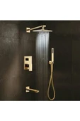 Banyo Bataryası Duş Seti Ankastre Gold Altın Dore 30x30 Tepe Duş Yeni Ürün 5 Yıl Garantili - 1