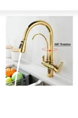 Gold Spiralli Mutfak Bataryası Spiralli Arıtıcılı Evye Armatür Tazzik ve Spreyleme Mod thumbnail 3