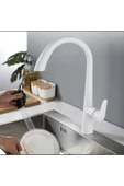 Beyaz Spiralli Mutfak Bataryası Gizli Spiralli Tazzik Ayarlı Batarya Beyaz Musluk thumbnail 1