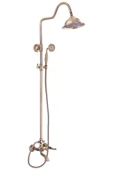 Mat Gold Duş Sistemi Mat Altın Duş Seti Tepe Yağmurlamalı Vintage Model Duş Başlığı Bataryalı - 1