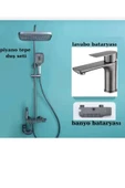 Antrasit Duş Seti Antrasit Lavabo Bataryası Antrasit Gri Set Piano Tasarım Banyo Yağmurlama thumbnail 1