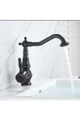 Siyah Lavabo Bataryası İşlemeli Premium Tasarım Lavabo Musluğu Rustik Tasarım Banyo Bataryası Siyah thumbnail 4