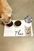 MAtGo Pati Hayvana isme Özel Fotoğraflı Beslenme Matı Kaymaz Sıvı Geçirmez Kedi Köpek Mama Paspası 50x70cm - 2