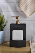luckyol  Kelly Black Sünger Hazneli Akrilik Mutfak Sıvı Sabunluk 540ml - 1