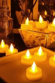 Ledli Mum Işıklı Dumansız Alevli Sarı Led Mum Pilli 3 Adet Pil Dahil - 1