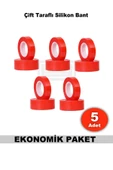 5 Adet Çift Taraflı Silikonlu 2 Metre Şeffaf Bant 18 Mm X2m - 1