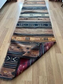 88x296cm El Dokuma Kilim, Çizgili Desenli Vintage Yün Kilim, Boho Tarzı, Antik Anadolu Kilimi - 5