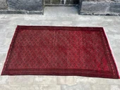 188x337 cm Büyük Kırmızı Tonlu Türk Kilimi, Şık Desenli El Dokuma Vintage Halı, Bohem Ev Dekoru Yün Kilim - 1