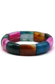 Renkli Madagaskar Akik Doğal Taş Bileklik 15 x 20 mm Özel Kesim thumbnail 2
