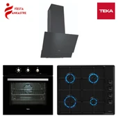 TEKA SİYAH ANKASTRE SET 1 ( HE 715 FIRIN + HLX 640 OCAK + ATV 60 DAVLUMBAZ ) - 1