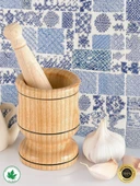 Ahşap Havan Sarımsak Döveceği Büyük Boy 12 Cm, 7 Diş Sarımsak Kapasite, Hakiki Ahşap Ezici thumbnail 2