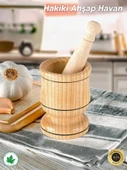 Ahşap Havan Sarımsak Döveceği Büyük Boy 12 Cm, 7 Diş Sarımsak Kapasite, Hakiki Ahşap Ezici thumbnail 1