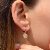 Papatya Zirkon Taşlı Rose Gold Kaplama Gümüş Küpe thumbnail 3