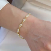 Sedefli Göz Gold Gümüş Bileklik thumbnail 3