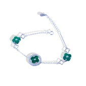 Malahit Taşlı Yonca Gümüş Bileklik thumbnail 4