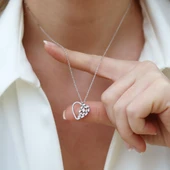 Yarı Zirkon Taşlı Kalp Gümüş Kolye thumbnail 3