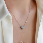 Kalp Taşlı Starlight Diamond Gümüş Kolye thumbnail 4