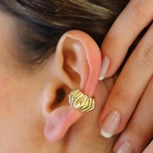 Trend Bombeli Cuff Gümüş Küpe thumbnail 2