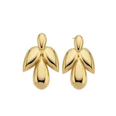 Yaprak Bombeli Gold Gümüş Küpe thumbnail 4