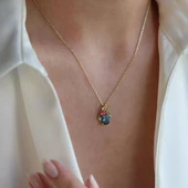 Tanzanit Taşlı Çiçekli Gümüş Kolye thumbnail 1