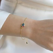 Tanzanit Taşlı Çiçekli Gümüş Bileklik thumbnail 2