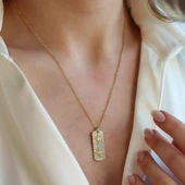 Kutup Yıldızı Gold Asansörlü Gümüş Kolye thumbnail 1