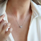 Kalp Taşlı Starlight Diamond Gümüş Kolye thumbnail 3