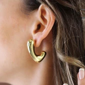 Bombeli P Gold Kaplama Gümüş Küpe thumbnail 2