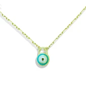 Nazar Boncuklu Mine Işli Gold Kaplama Gümüş Kolye thumbnail 4