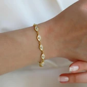 Sedefli Göz Gold Gümüş Bileklik thumbnail 2