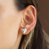 Kalp Bombeli Gümüş Küpe thumbnail 1