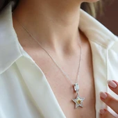 Stars Charm Gold Gümüş Kolye thumbnail 1