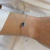 Tanzanit Taşlı Çiçekli Gümüş Bileklik thumbnail 5