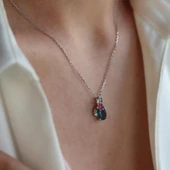 Tanzanit Taşlı Çiçekli Gümüş Kolye thumbnail 6