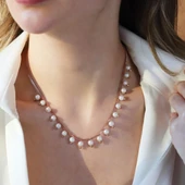 Sıra incili Rose Gold Trend Gümüş Kolye thumbnail 3