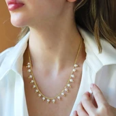 Sıra incili Gold Trend Gümüş Kolye thumbnail 1