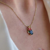 Tanzanit Taşlı Çiçekli Gümüş Kolye thumbnail 2