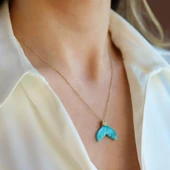 Kuyruk Turkuaz Taşlı Gold Gümüş Kolye thumbnail 2