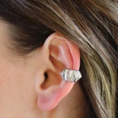 Trend Bombeli Cuff Gümüş Küpe thumbnail 5