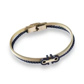 Örgülü Hasır Gold Deri Çelik Bileklik thumbnail 2