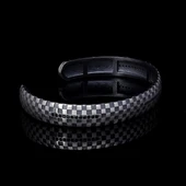 Kare Taşlı Gümüş Oksitli  Erkek Kelepçe thumbnail 2