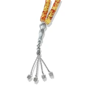 Osmanlı Armalı Gümüş Püsküllü Kapsül Kesim Kehribar Tesbih thumbnail 3