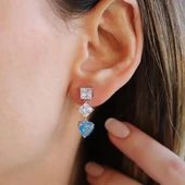 Kalpli Icecut Taşlı Gümüş Küpe thumbnail 3