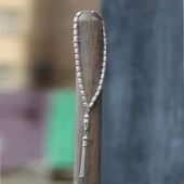 Çizgi İşçilikli Üç Püsküllü Arpa Kesim 925 Ayar Gümüş Tesbih thumbnail 2