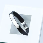 Plaka Deri Çelik Bileklik thumbnail 3